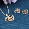 Women Pendant Set Lovely Heart Crystal Necklace Sets for Dating