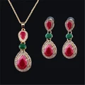 Women Pendant Set Elegant Drop Multicolor Necklace Earrings Sets