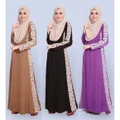Muslim gown lace flower mosaic dress Ramadan Arab women's clothing