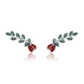 Insect Red Ladybug in Tree Leaves Drop Earrings for Women Fine Earrings Jewelry