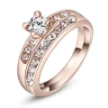 2Pcs 4U Women Austrian Crystal Platinum Plated Rings Gem Jewelry Rings