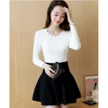 Multi Color Long Sleeves Knitted Top