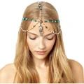 COMVIP Women's Bohemian Drop Pendant Headpiece Headband Accessories Blue