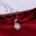 Low-key, luxury, rhodium-plated flower, Korean accessories, female necklace
