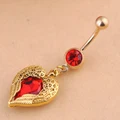 Gold Love Heart Dangle Belly Button Navel Ring