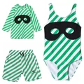 summer new Green striped children's swimming trunks one-piece swimsuit