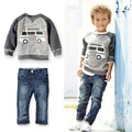 Baby Boys Long Sleeve T-Shirt + Denim Pants Set Kids Casual Cute Clothes Outfits