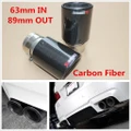1x100% Carbon Fiber Exhaust Tailpipe Tip 63mm Clamp-on Car Muffler Trim Cover