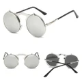 New Steampunk Style Round Flip Up Mirror Sunglasses Metal Frame Spectacles UV400
