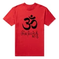 Casual JN BUDDHISM OM MANI PADME HUM Printed Cotton T-shirt Men Red
