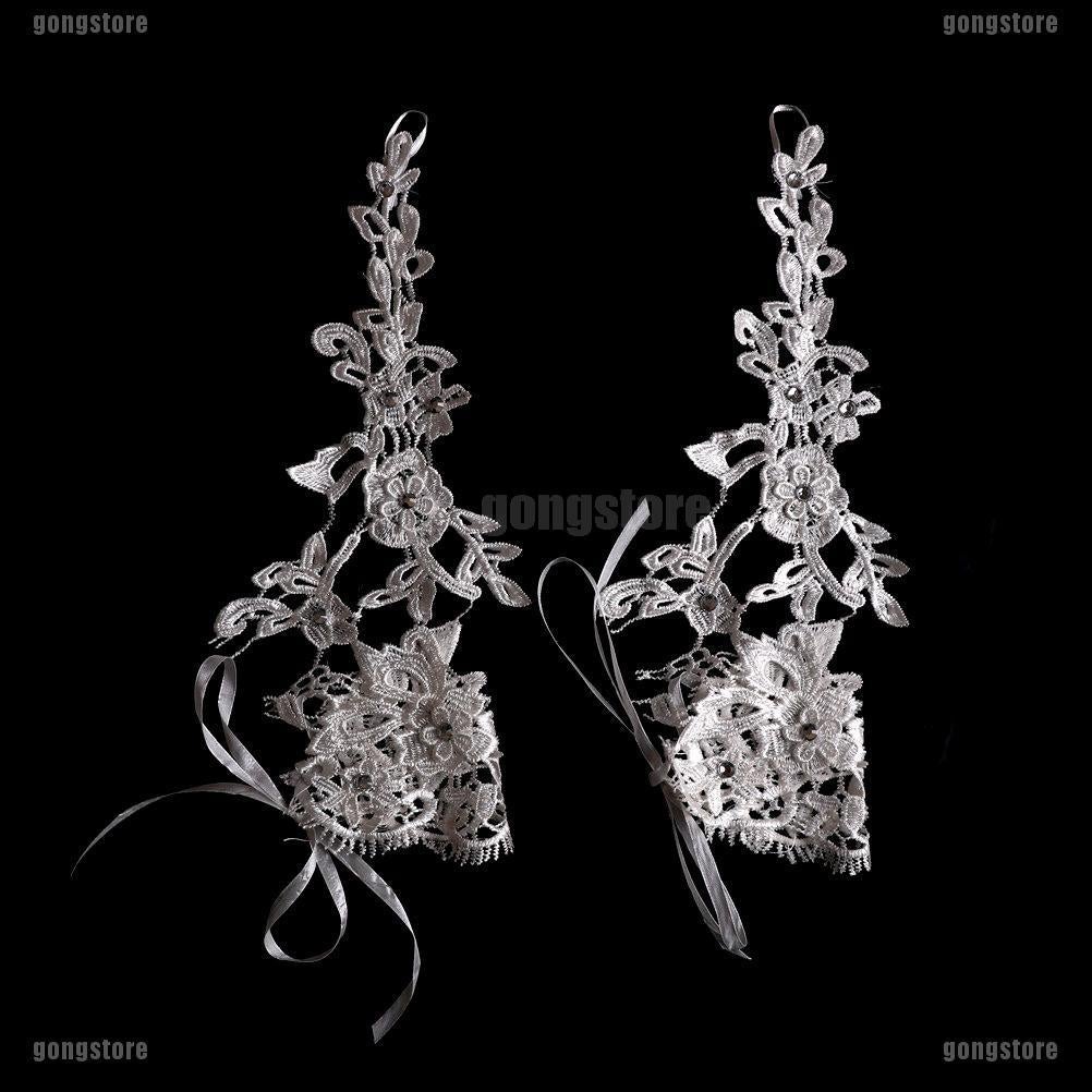 GONGSTORE Vintage Fingerless Bridal Gloves Fabulous Lace Diamond Flower Glov