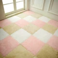 25X25cm Kids Carpet Foam Puzzle Mat EVA Shaggy Velvet Baby Eco Floor 7 colors