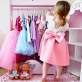 Child Baby Girls Princess Lace Fly Sleeve Dress Bowknot Backless Dress