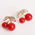 1Pair Women Fashion Cherry Drop Dangle Rhinestone Ear Hook Earrings Jewelry Gift