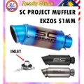 Muffler Exhaust SC Project Motor Universal 51mm Inlet Tabung Ekzos Moto ninja kawasaki lc133 r15 y15zr wave