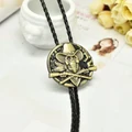 Men's Vintage Western Skull Rodeo Alloy Adornment Necklace Leather Bolo Tie