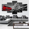 5Pcs London Bus Landscape 3D Canvas Decoration Art Fashion Oil Painting Posters