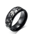 Three Color Laser Camouflage Stainless Steel Wedding Band Engagement Ring