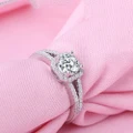 Bridesmaid Elegant Women Fashion Bridal Zircon Crystal Wedding Ring Silver
