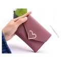 Women Ladies Heart Shape Fold Wallet Purse Flap Fold Inner Zip Dompet Wanita