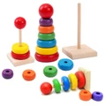 Rainbow Wooden Baby Stacking Tower Educational Toys Learning Building Block Toy
