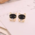 Anting Wanita Black Kitty Cat Earrings Stud Fashion Women Fit Dress DDE5