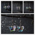 Pair Shining Rainbow Crystal Star Heart Shape Dangle Earrings