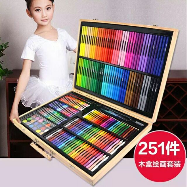 251pcs wooden box painted set Children's luxury set gift box drawing pen