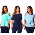 LLY-Plus Size New Women Loose Casual Short Sleeve Sexy Shirt Tops Blouse Tee
