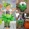 KYI-New Baby Girl Romper+Fancy Tutu Skirts+Leg Warmers Halloween Outfits Set