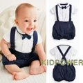 KEI-Baby Boy Toddler Gentalman T-shirt Tops+Bib Pants Overalls+Bow Tie 3PCS