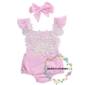 BY.-Newborn Baby Girls Rompers Lace Floral Bodysuit Jumpsuit Outfits Sunsuit