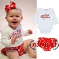 MCP-My First Christmas Infant Baby Girls Santa Romper Jumpsuit+Shorts Xmas