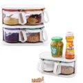 Kitchen C Style Double Layer Clear Seasoning Rack Spice Container 4 Pcs