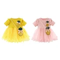 Summer Baby Girl Short Sleeve Princess Dress Free A Pineapple Shape Bag^^DUDU^^