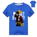 Boys t shirt Anime One Piece Monkey D Luffy Short-Sleeved Print Tee Tops 7 Color