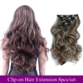 8pcs/set Clip On Hair Extensions Long Curl Hair Heat Resistant Hair Pieces