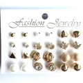 ????12 Pairs/Set Earrings Fashion Elegant Shiny Stud Earrings Cute Earring Sets