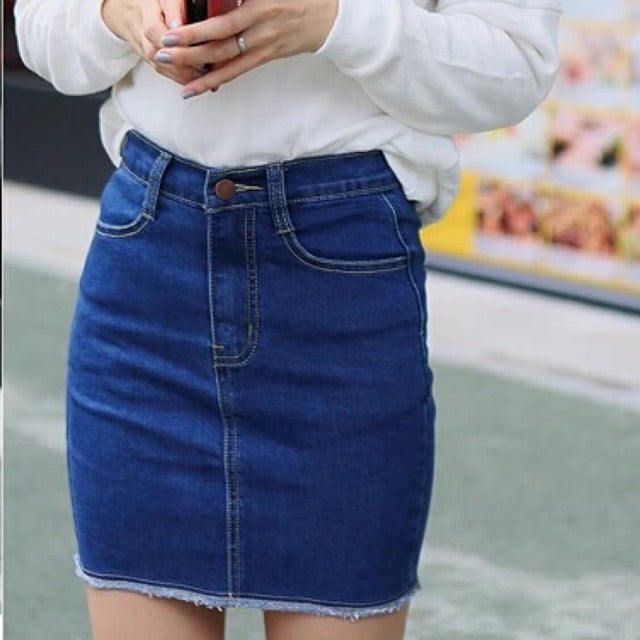 Pre order high waist denim shirt skirt