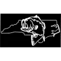 (2Pcs) North Carolina largemouth Bass Fishing state outline window sticker decal