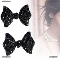 Lady Crystal Rhinestone Bow Ear Stud Earrings Bowknot Tie Earrings Women Jewelry