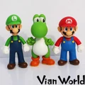 3pcs 12CM PVC Super Mario Bros Luigi Youshi mario Action Figures Gift Toy