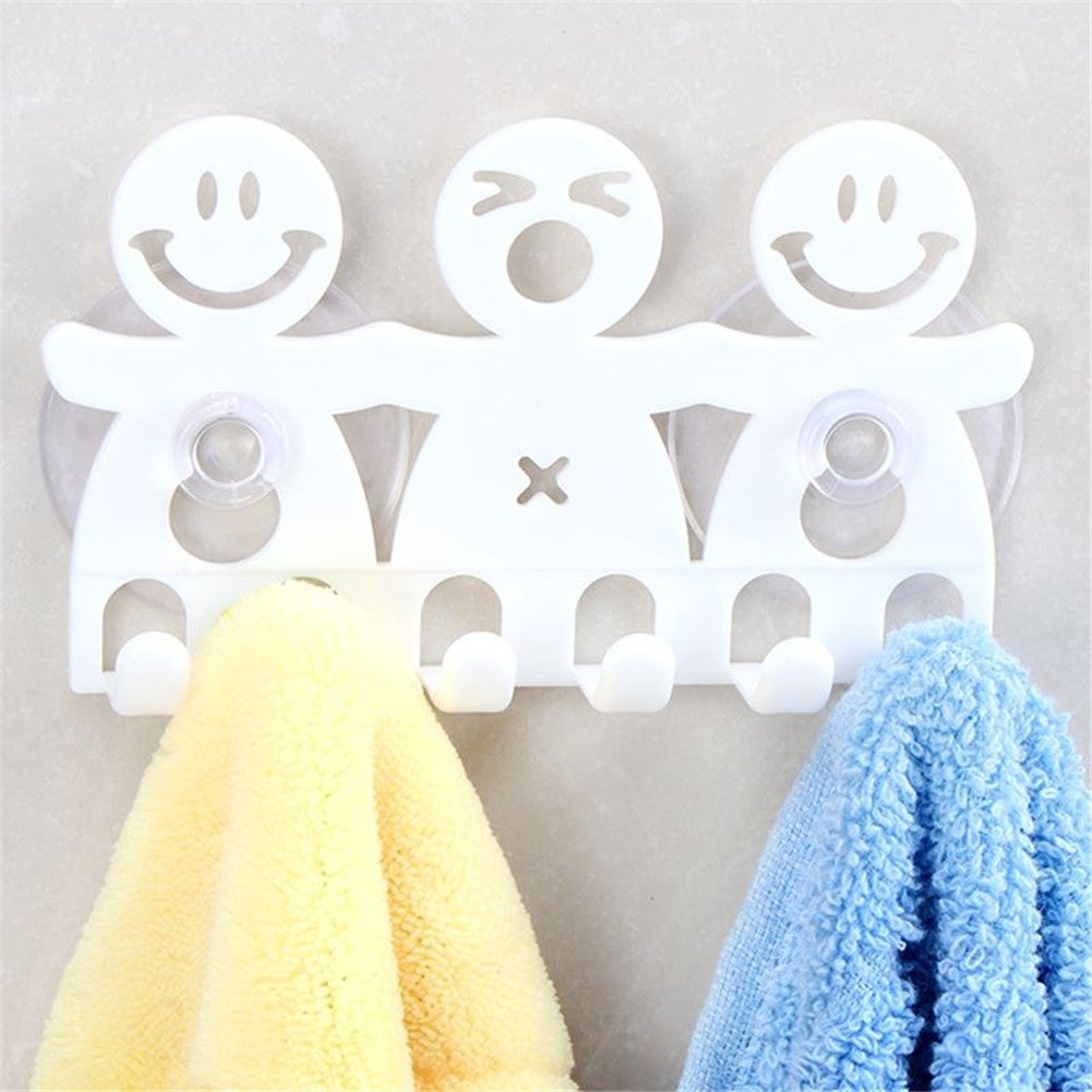 Cute Smile Face Toothbrush Holder Cartoon Towel Hooks
