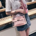 Fashion Female Transparent Shoulder Bag Jelly Chain Candy Color Crossbody Bag