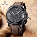 MEGIR Fashion top brand luxury Leather Quartz Men Sport Brand Waterproof watches