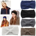 LovelyCat Niblet Crochet Bow Knitted Solid Color Hair Band Winter