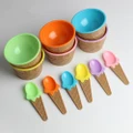 2pcs Baby Tableware Lovely Ice Cream Bowl + Spoon Set Kids Dinnerware