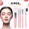 5pcs Pink Makeup Brushes Set Eyeshadow Powder Foundation Kit Makeup Tools