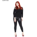 ??Women's Stylish Black Faux Leather Plus Size Skinny Strechy Pants Leggings