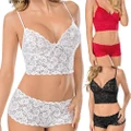 ??Sexy Women's Push-up Padded Nightwear Bra Set Solid High Waist Lace Underwear